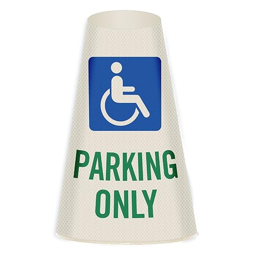 SmartSign “Handicapped Parking Only” Bright Reflective Cone Message Sleeve by SmartSign