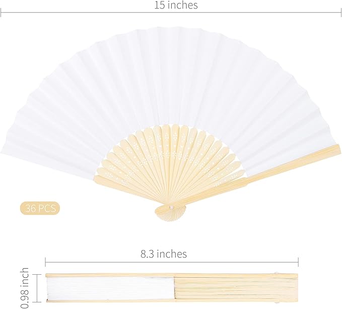 Aneco 36 Pieces Handheld Paper Fans Paper Folding Fans - Image 2