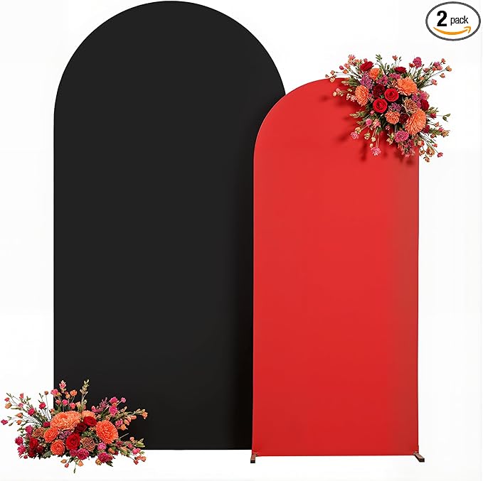 Red Black Arch Backdrop Cover for Wedding, Birthday Party Decor, Chiara by Besutolife
