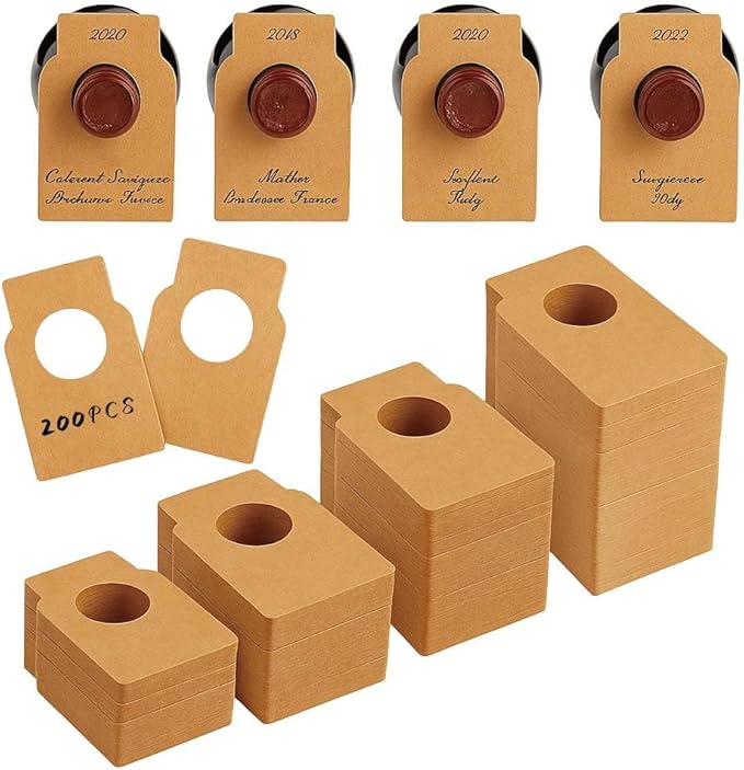 200 PCS Wine Bottle Tags –Paper Hanging Cellar Labels by Unknown