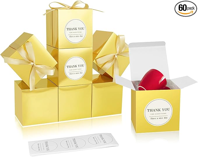 COTOPHER Small Gift Boxes 60 Pack 4x4x4 inches Gold Gift Boxes by COTOPHER
