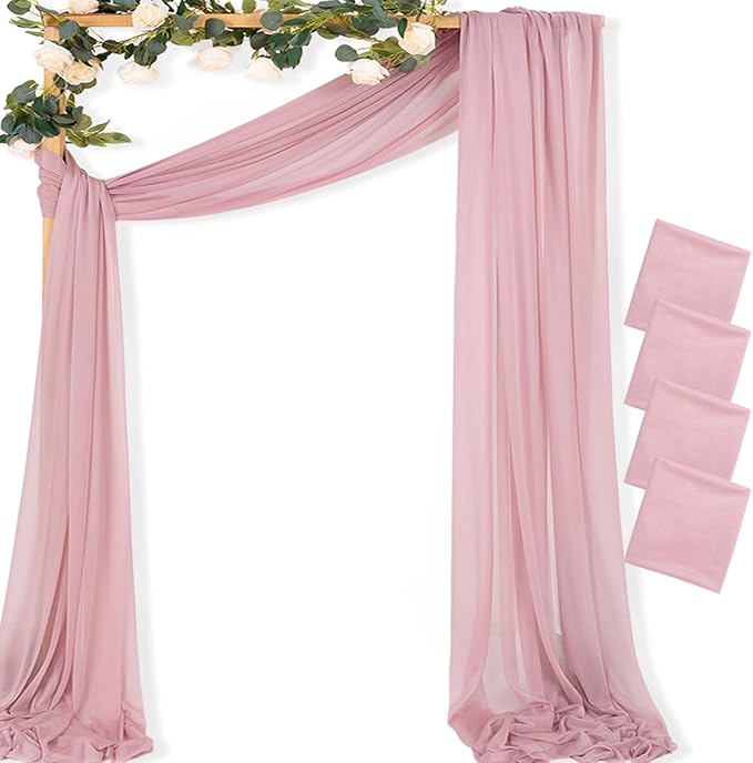 MLMC Dusty Rose Wedding Arch Draping Fabric 4 Panels 29" x 20 FT Extra Long by MLMC