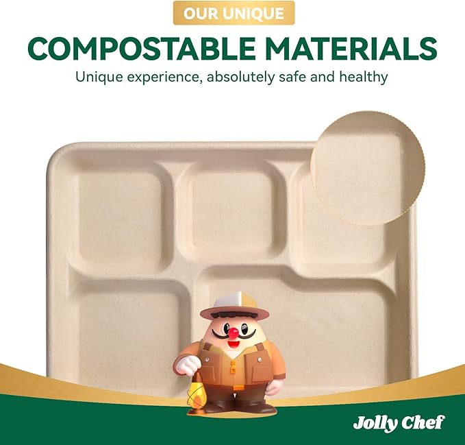 JOLLY CHEF Compostable  Compartment  *   Paper Plates Heavy - Image 6