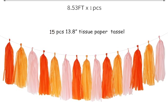 Pink-Orange Groovy Party-Decorations Tassel-Garland - Image 4
