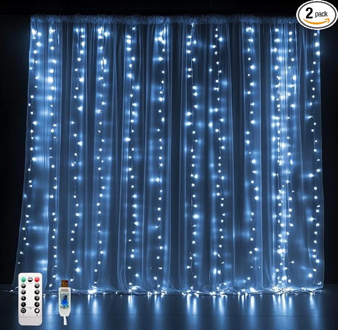 2 Pack Fairy Curtain Lights, 300 LED Upgraded Tangle-Free Hanging Lights by Unknown