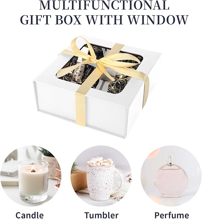 TIACABO White Gift Box with Window, 7.5"x7.5"x3.1" Bridesmaid Boxe - Image 3
