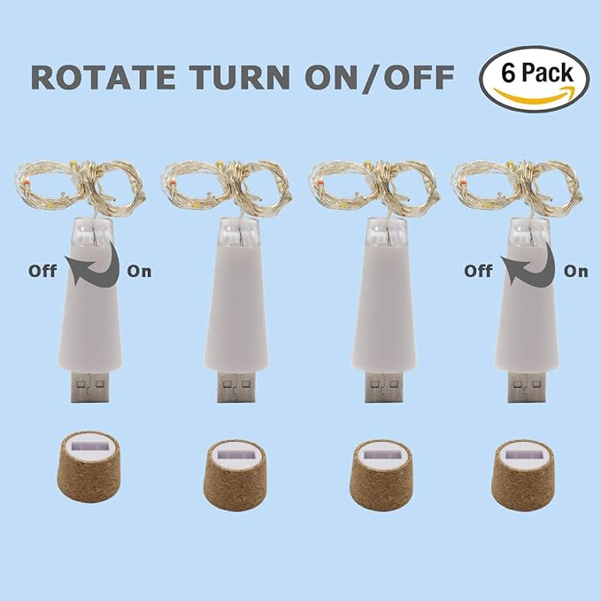 NeoJoy Rechargeable Wine Bottle Lights, LED Cork Lights USB Fairy String Lights - Image 7