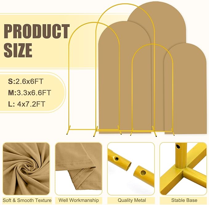 MODFUNS Arch Backdrop Stand and Cover Set 6&6.6&7.2ft Khaki Arch Backdrop - Image 3