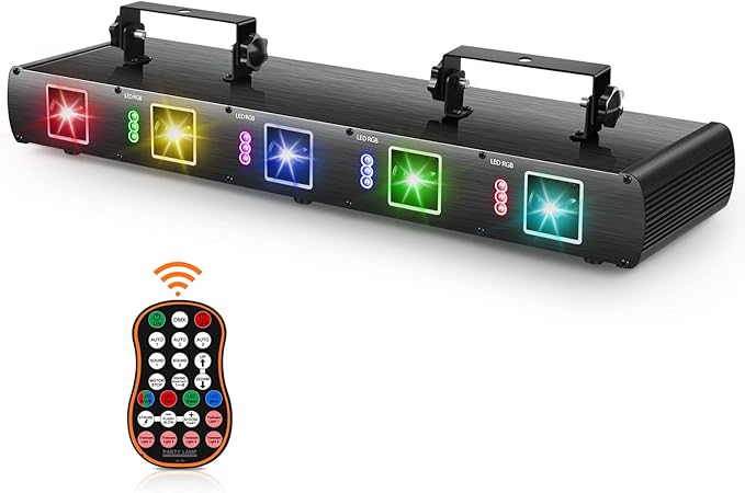 DJ Laser Lights, 5 Beam Effect Sound Activated Strobe Laser Light Show - Image 9