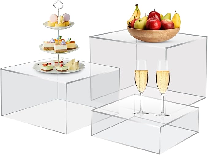 3Pcs Clear Buffet Risers Acrylic Boxes Display Food Risers by LooksForwardtoSeeingYou