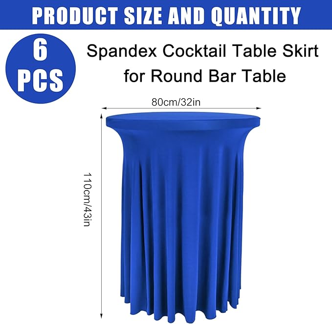 6 Pack Round Cocktail Tablecloth 32"x 43" Spandex Cocktail Table Skirt - Image 3