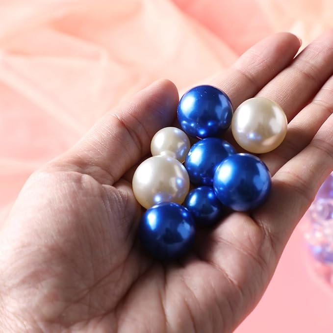 200 Pcs Vase Filler Beads White and Blue Pearl Beads - Image 6