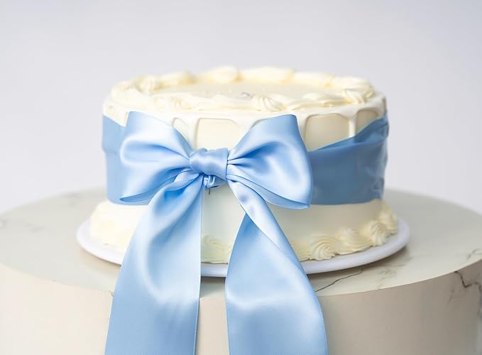 Baby Blue Satin Ribbon 2.5 Inch Double-Faced Ribbons 25 Yards - Image 5