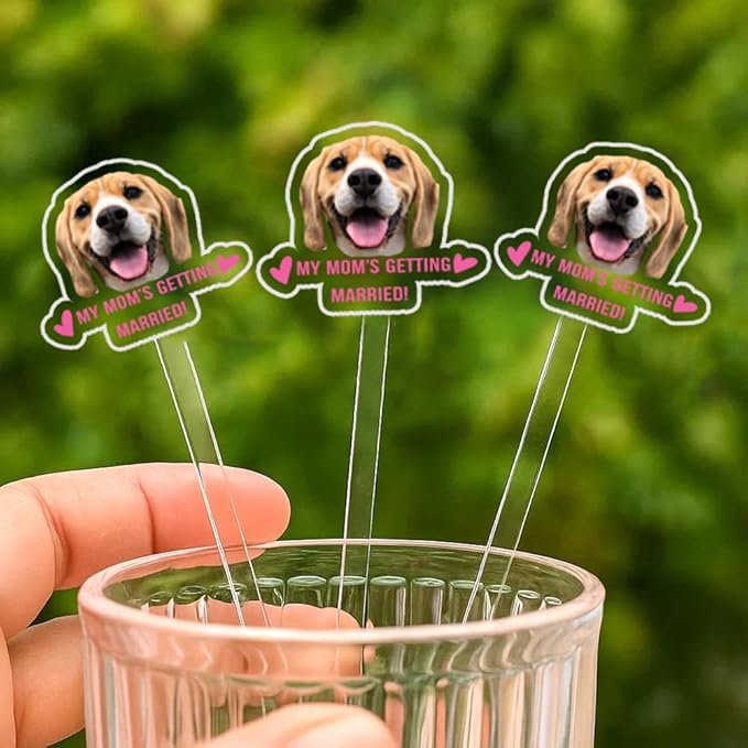 Personalized 50 pcs Double-Sided Wedding Pet Stir Sticks, Custom Dog Cat Stir - Image 2