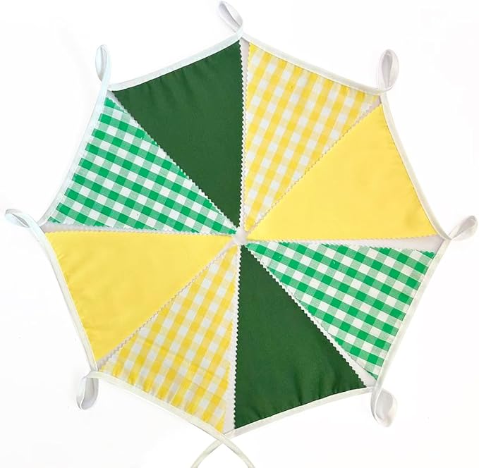 32Ft Yellow Green Party Decorations Green Yellow Gingham Banner Buffalo Plaid - Image 6