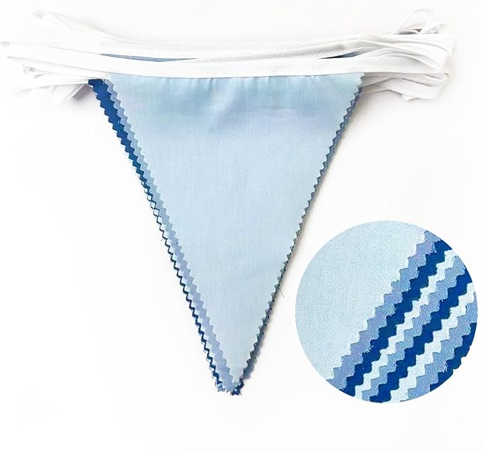 32Ft Retro Blue Party Decorations Dusty Blue Triangle Banner Flag Pennant - Image 2