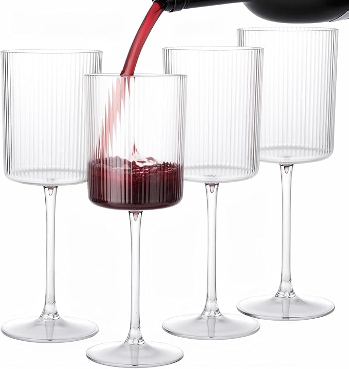 Ciaell 12 PCS Plastic Ribbed Wine Glasses - 10 OZ Plastic Square Wine Glasses - - Image 7