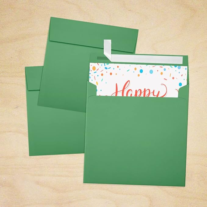 LUXPaper Square Invitation Envelopes | Peel & Press | 5" x 5" | Holiday Green | - Image 6