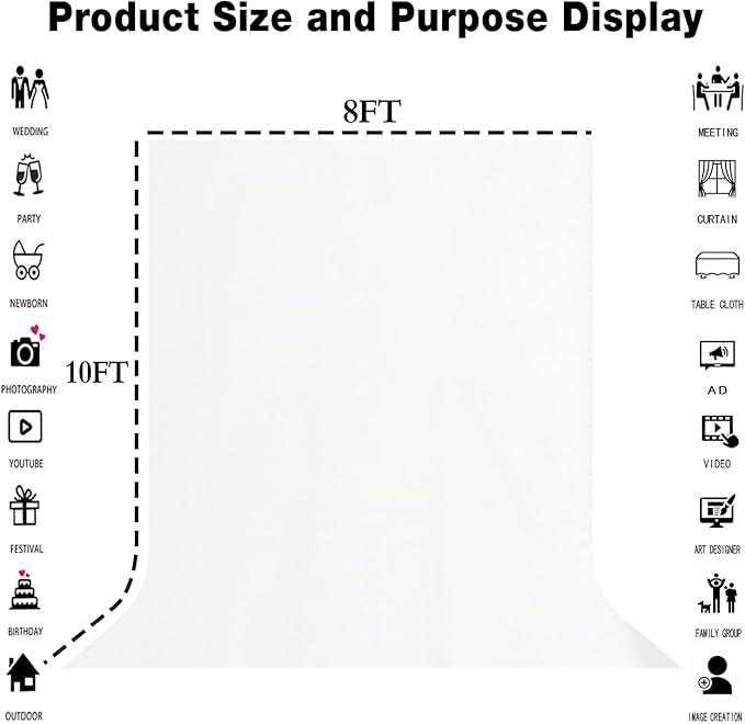White Portrait Backdrop 8x10ft Zoom Meeting, Game Live Steaming and Photo - Image 3