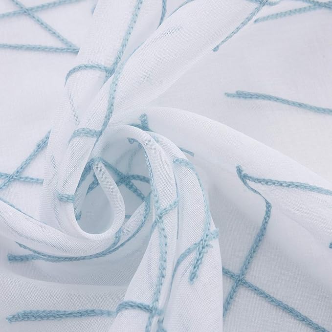 Blue Sheer Curtains 63 Inches, Rod Pocket Voile Drapes - Image 8