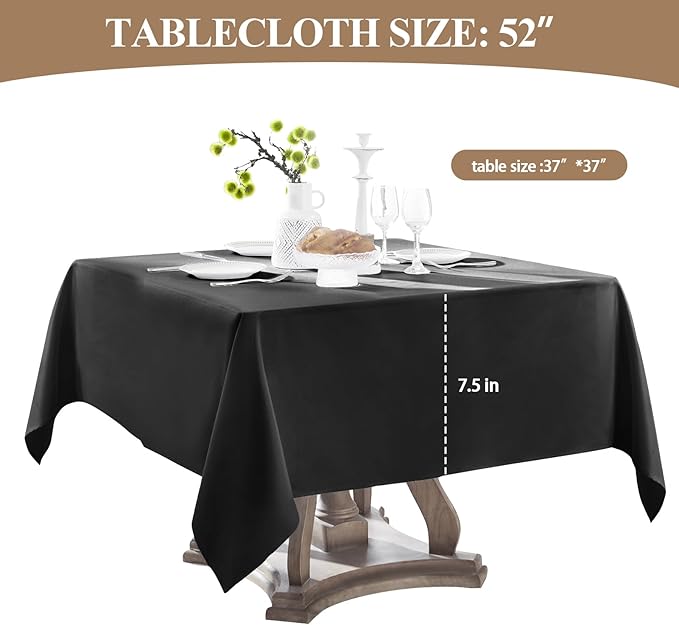 Square Tablecloth 52 x 52 Inch Black 10 Pack Tablecloths Stain-Wrinkle - Image 6