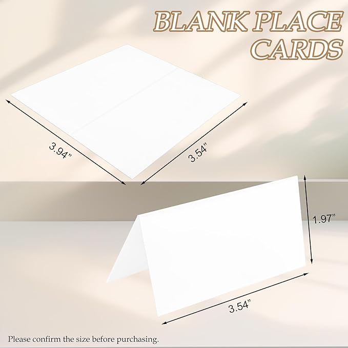 Quacc 50 PCS Blank Place Cards, 3.54" x 1.97" Name Place Cards Tent Cards - Image 5