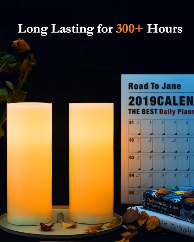 Homemory 9" x 3" Flameless Candles Battery Operated, Flickering LED Pillar - Image 2