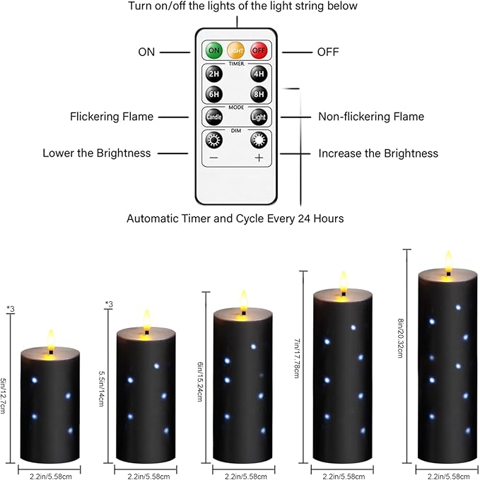 Flickering Flameless Candles, Battery Operated Real Wax LED Pillar Candles - Image 5