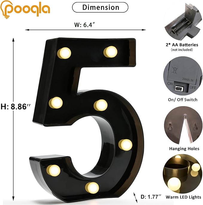 Pooqla Decorative Led Light Up Number Letters - Image 4