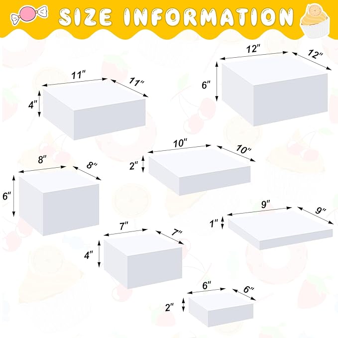 Leinuosen 7 Pcs Large Buffet Risers Set 6" to 12" Acrylic Display Box Catering - Image 2
