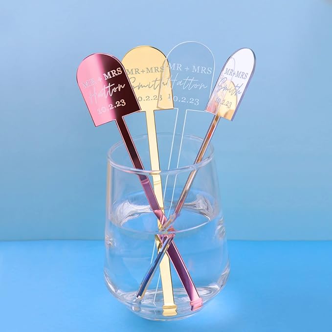 20Pcs Personalized Acrylic Stir Sticks, Custom Cocktail Swizzle Sticks Bar - Image 5