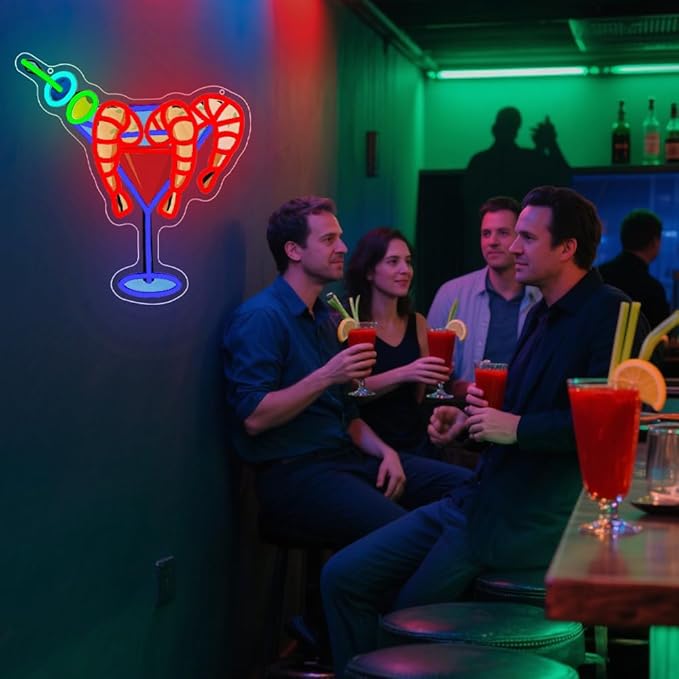 Cocktails Drinks Neon Signs for Wall Decor, Shrimp LED Neon Sign for Cocktails - Image 8