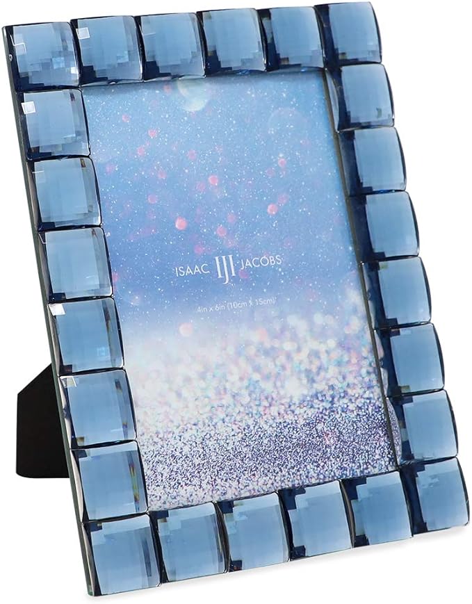 Isaac Jacobs Decorative Sparkling Navy Jewel Picture Frame, Photo Display & by IsaacJacobs