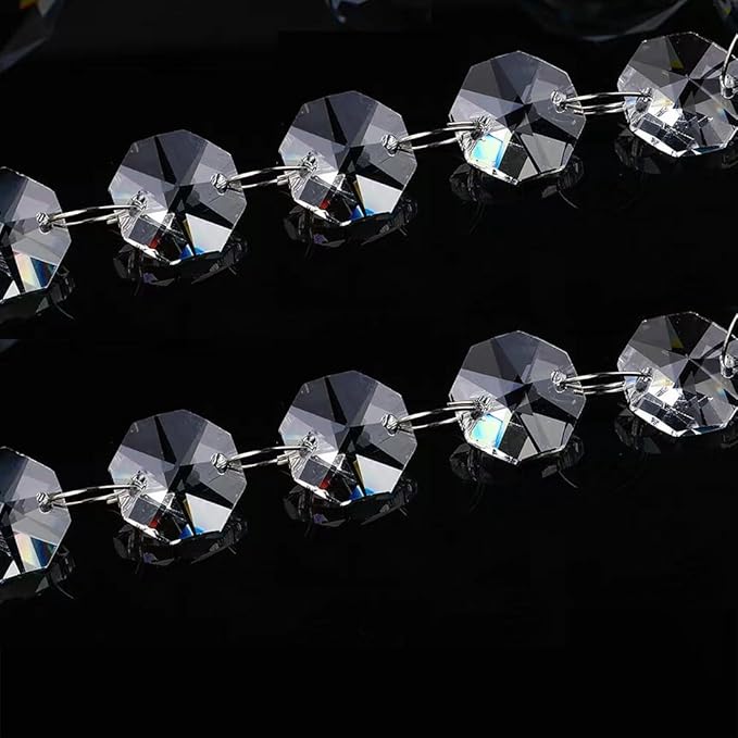 16FT Clear Crystal Glass Garland Strands, Hanging Chandelier Bead Chain - Image 2