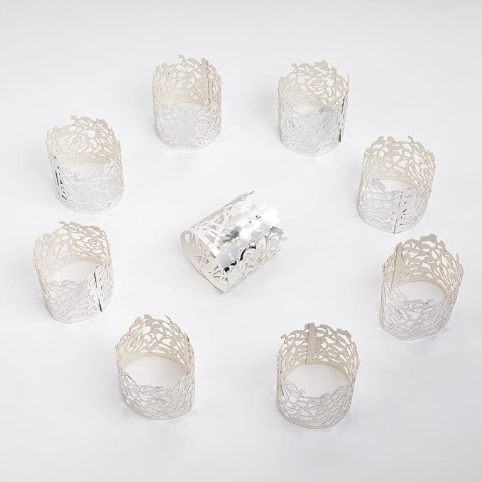 100pcs Disposable Rose Flower Paper Napkin Rings Laser Cut Foil Paper Napkin - Image 7