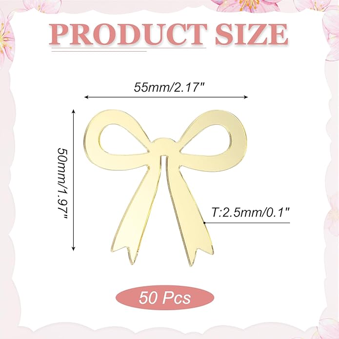 PATIKIL 50 Pcs Bow Drink Tags, Acrylic Wine Glass Charms Reusable Drink Markers - Image 2