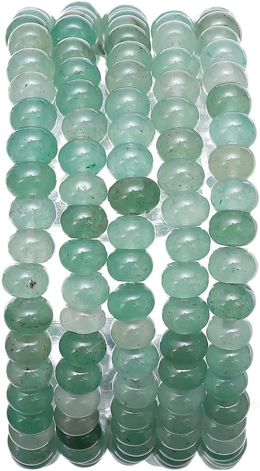 Natural Green Aventurine Jade Stone Rondelle 4x6mm Loose Semi Gemstone Beads by Beadia