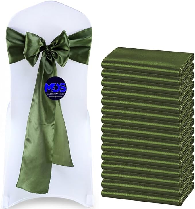 MDS Pack of 300 PCS Satin Chair Sashes Charmeuse Sateen Dining Chair Bows by MDS