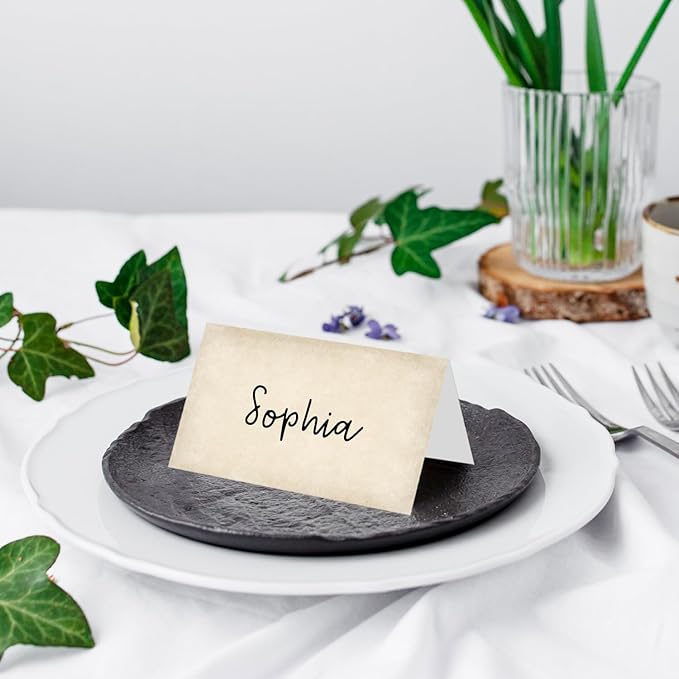 25 Pack Vintage Brown Place Cards, Editable Name Cards - Image 4