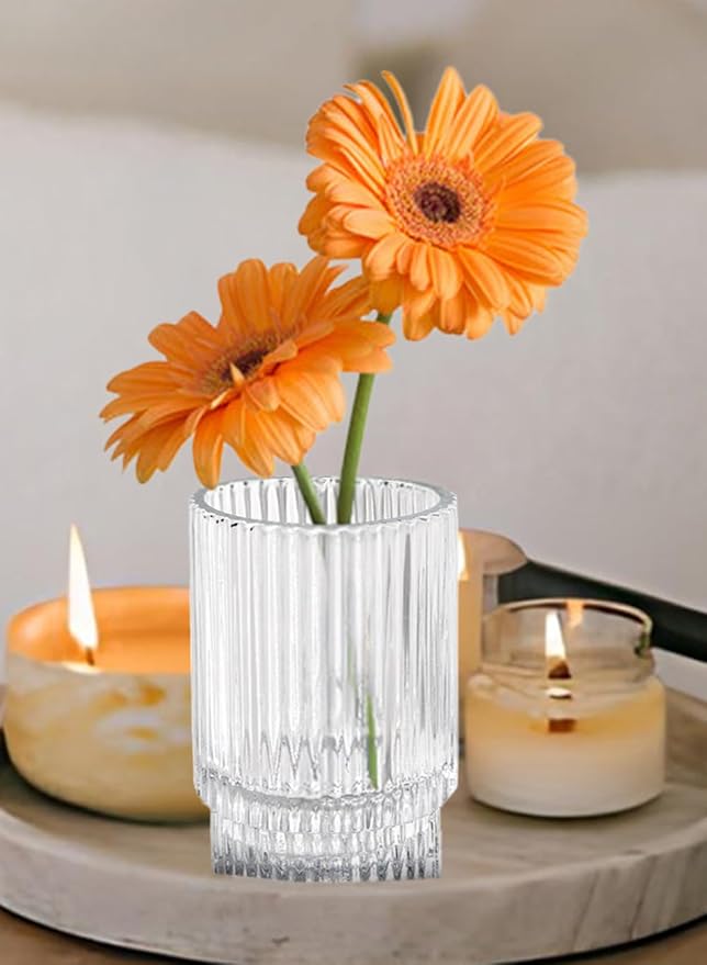 Serene Spaces Living Ribbed Glass Votive Holders – Elegant Pleated Candle - Image 4