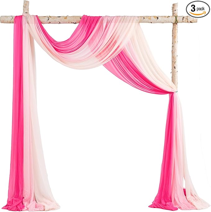 TINGE TIME 3 Panels Wedding Arch Draping Fabric, Wedding Arch Drapes by TINGETIME