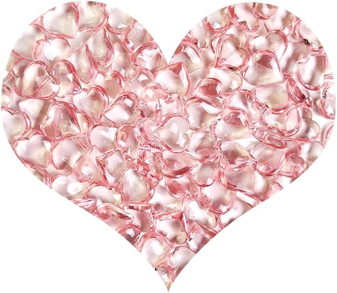 200 Pcs Pink Acrylic Heart Shaped Crystals, 0.9 Inch Heart Crystal Rhinestones - Image 7