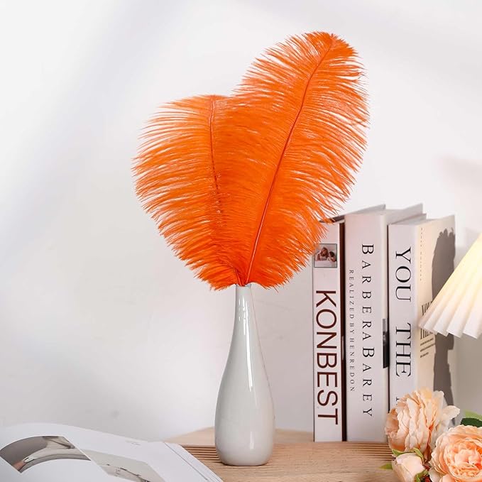 YAKRUNA 30PCS Orange Ostrich Feathers Bulk 12-14 Inches - Image 4
