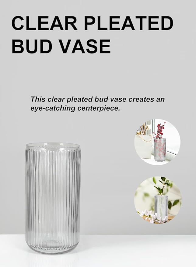 Serene Spaces Living Clear Pleated Glass Votive Holder, Decorative Centerpiece - Image 6