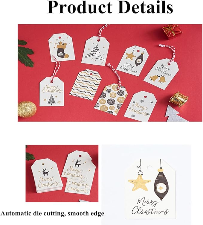 100 Pack Fashion Christmas Gift Tags， Xmas Fashion Gift Tags - Image 3