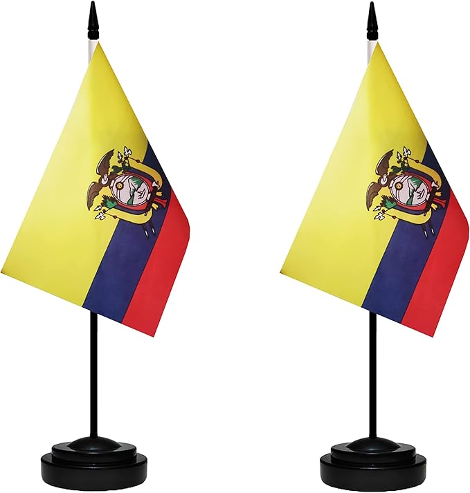 Ecuador Ecuadorian Deluxe Desk Flag Set Small Mini Miniature Ecuador Ecuadorian by tibijoy
