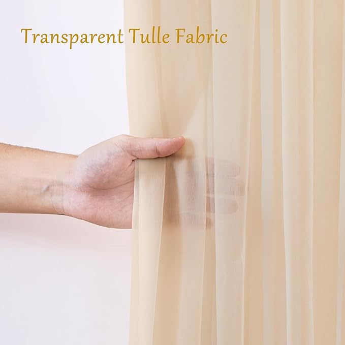 20×10ft Champagne Tulle Backdrop Curtain - Image 4