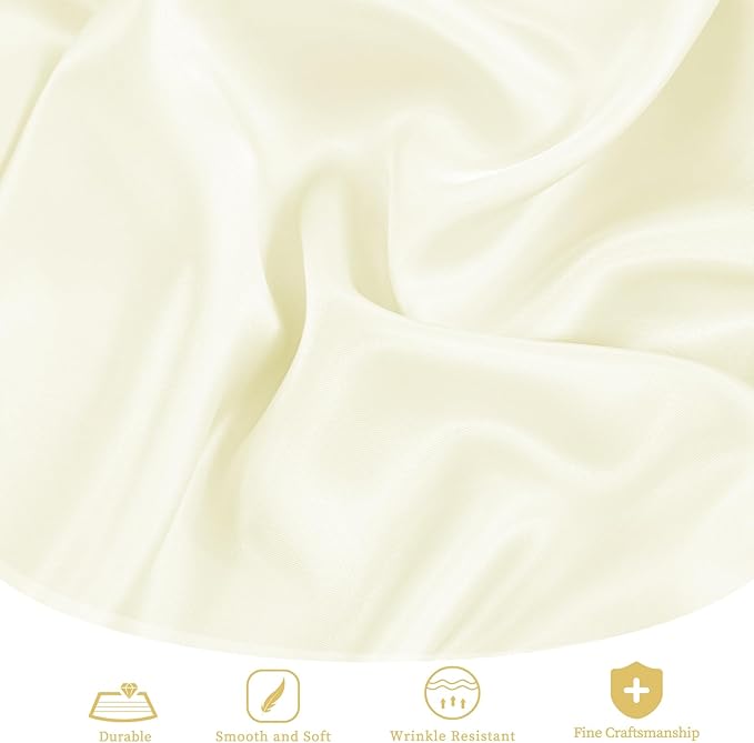 fani 12 Pack 120 Inch Ivory Satin Tablecloth - Image 4