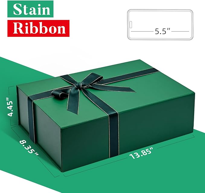LIFELUM 5 Pack Christmas Gift Boxes Large Green Boxes of Gifts 13.85 x 8.35 x - Image 5