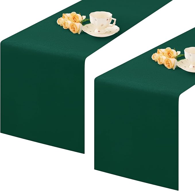 2 Pack Green Small Short Table Runner 12 x 36 Inch Solid Color Runners Coffee by mylacerhome